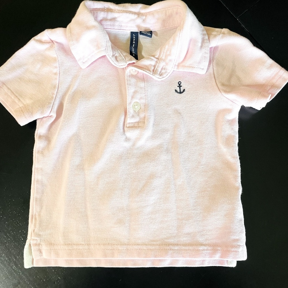 Janie & Jack pink infant toddler Embroidered Pique Polo shirt sz 12-18 mos